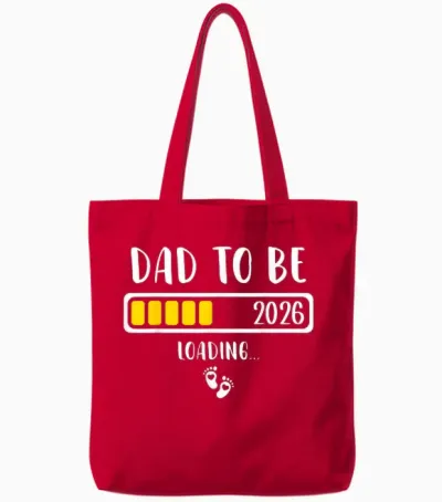 Dad to Be 2026 New Dad Loading 2026 Daddy to Be Tote Bags - Red
