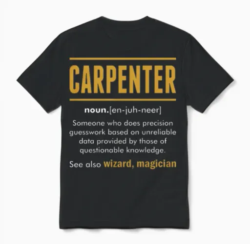 Carpenter Wizard Magician Construction Gift Unisex T-Shirt in Black