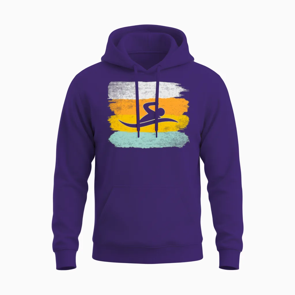 Swimming Retro Unisex Hoodie in Purple
