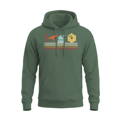 Retro Evolution of Astronomy Telescopes James Webb Unisex Hoodie - Military Green