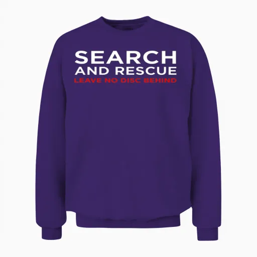 Disc Golf Search Rescue Leave No Disc Behind Unisex Sweatshirt in Purple