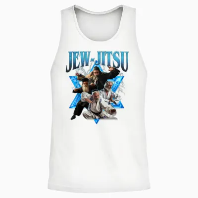 Jew Jitsu Karate Funny Hanukkah Jiu Jitsu Martial Arts Unisex Tank Top - White