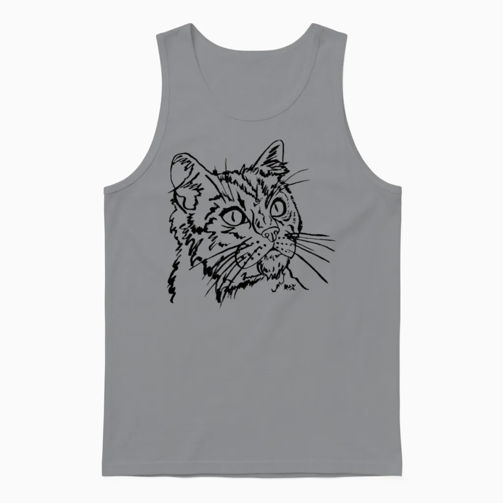 Cat Face - Lovers Unisex Tank Top in Sport Grey