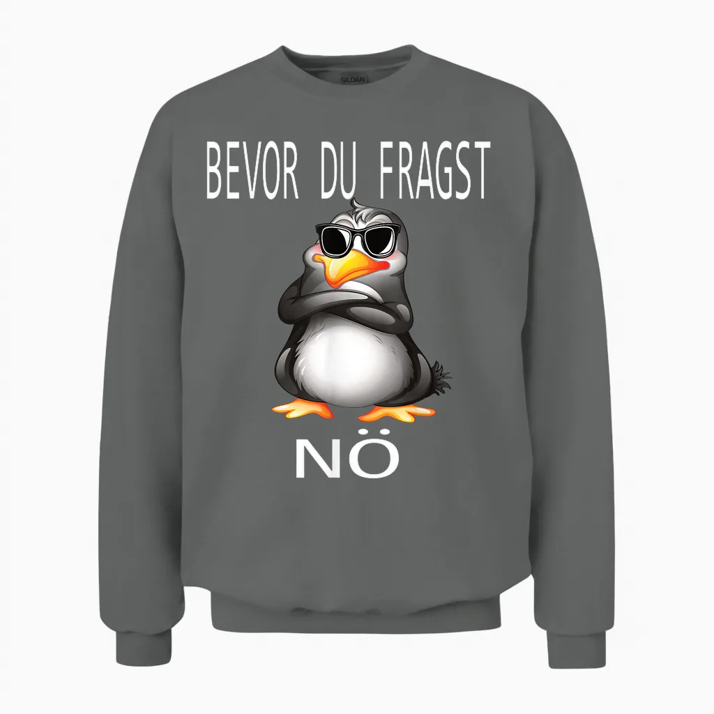 Funny Design with Cute Penguin T-Shirt, Black Unisex Sweatshirt in Graphite Heather