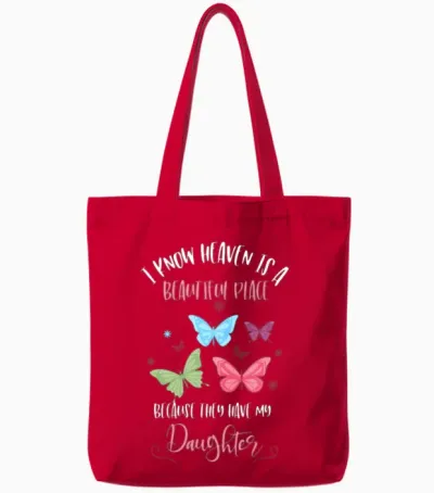 Daugher Grief, Mom Who Lost Daughter, Heaven Tote Bags - Red