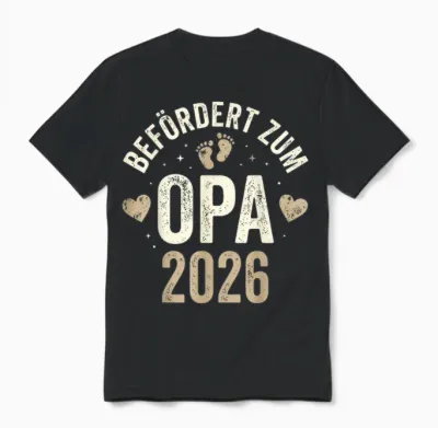 Befördert Zum Opa 2026 Werdender Großvater Unisex T-Shirt - Black