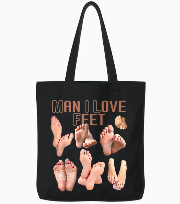 Milf Man I Love Feet Lustig Tote Bags in Black