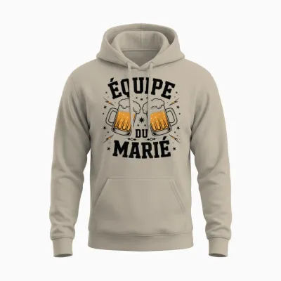 Married Team Stag Party Evg Team of the Groom T-Shirt, Black, S Unisex Hoodie - Sand