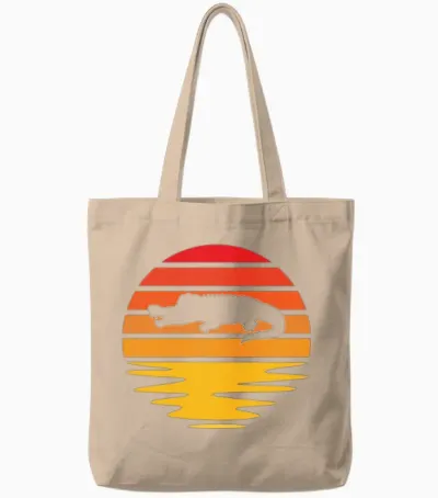 Crocodile Retro Tote Bags - Natural