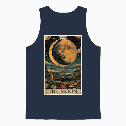 Tarotkarten Tarotkarte 18 the Moon Der Mond Unisex Tank Top in Navy