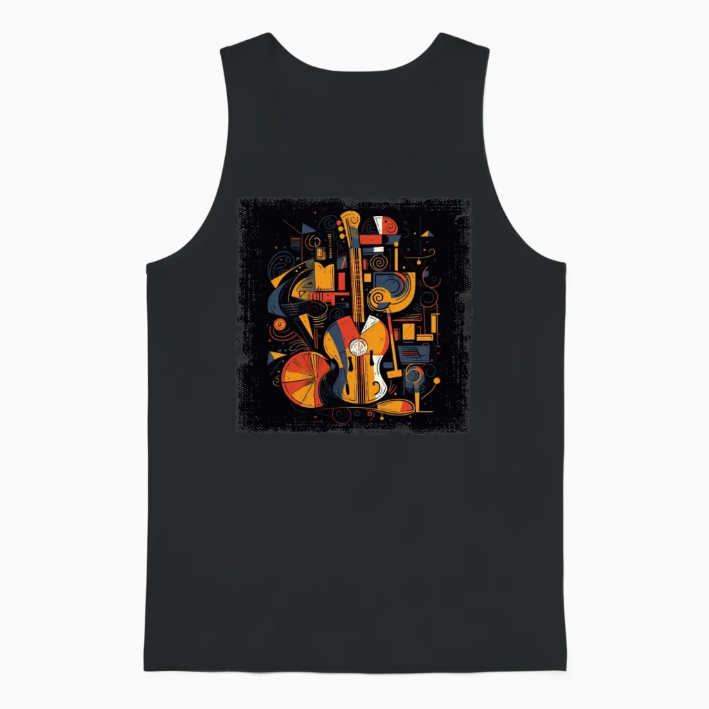 Abstract Music Instruments Lovers Unisex Tank Top in Black