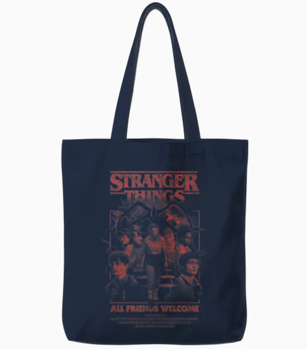 Stranger Things Mindflayer Group Horror Movie Tote Bags in Navy