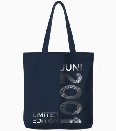 Limited Edition Juni 2001 Mann Frau 25. Geburtstag Tote Bags - Navy