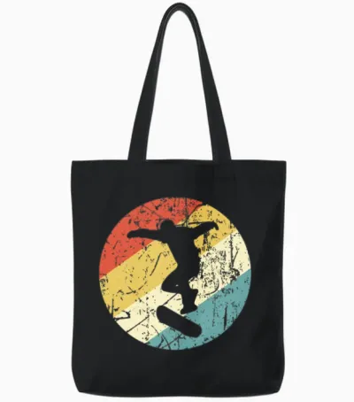Skateboarding Vintage Retro Skateboarder Tote Bags - Black