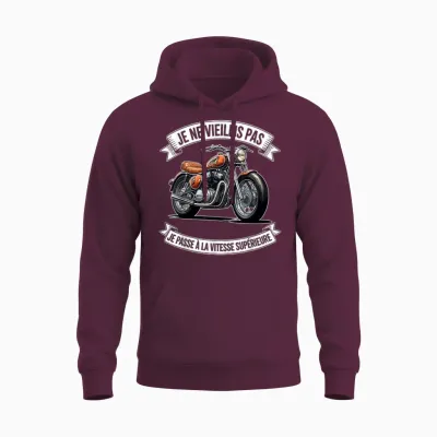 Motorcycle Biker Man Biker Je Ne Vieillis Pas Moto Unisex Hoodie - Maroon