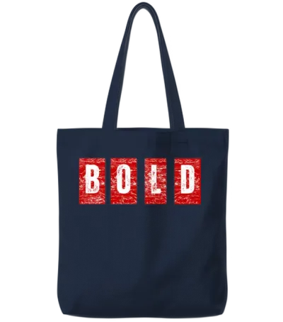 Bold Quad Panels Distressed Typography Tote Bags - Navy