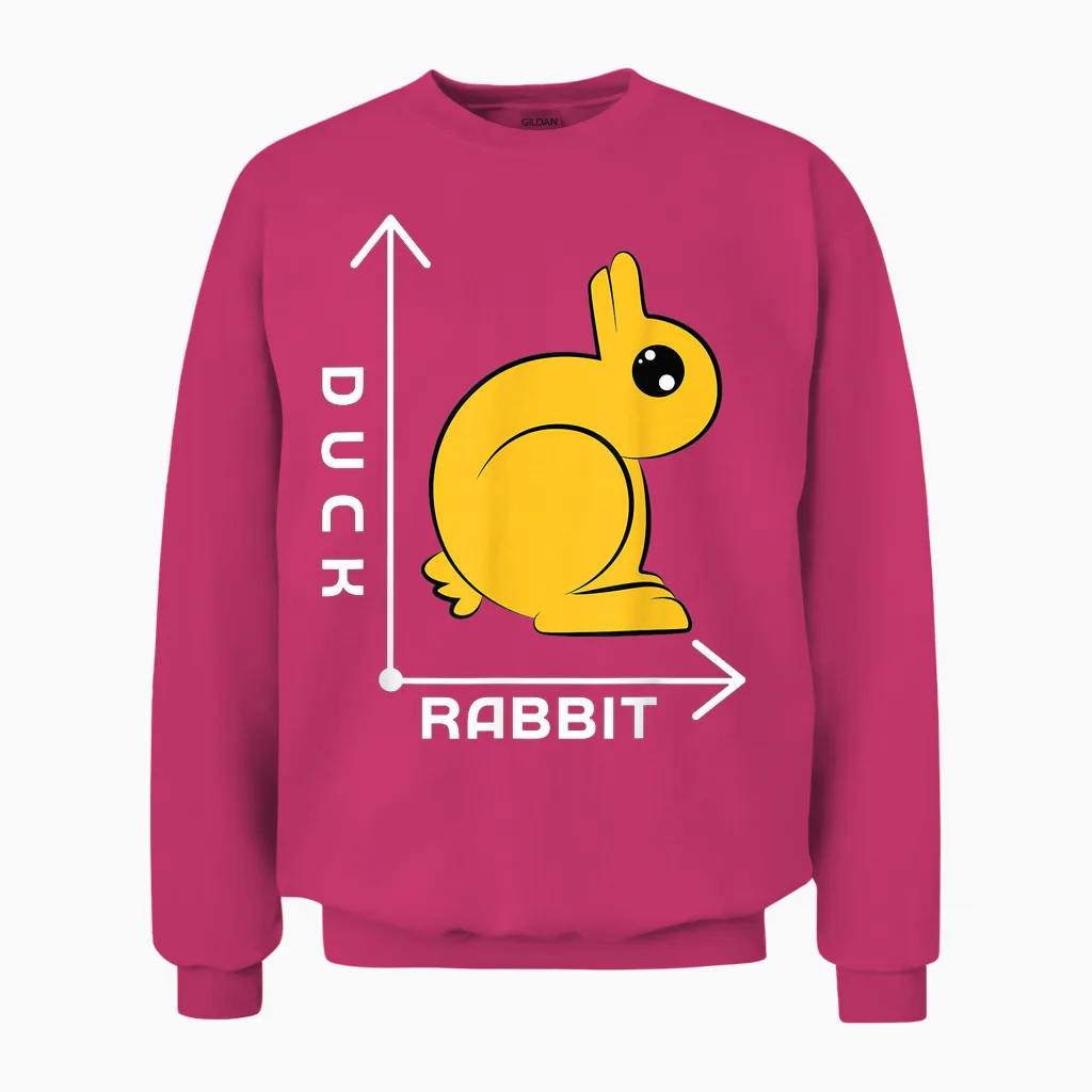 Lustiges Optisches Illusionsdesign - Ente - Hase - Streich - Kunst Unisex Sweatshirt in Heliconia