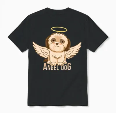 Angel Dog Unisex T-Shirt - Black