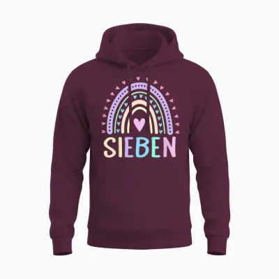 Children's Seven 7 Jahre Mädchen Geburtstag T-Shirt, Black Unisex Hoodie - Maroon