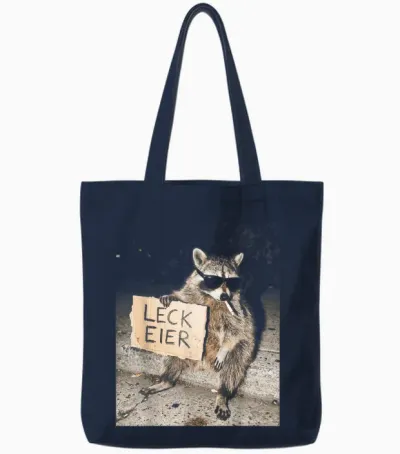 Leck Eier Lustiger Waschbär Mit Frecher Haltung Tote Bags - Navy