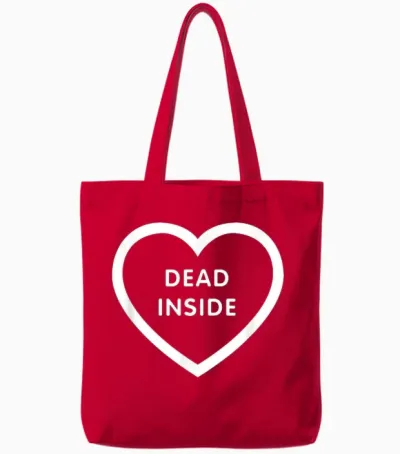 Dead Inside Goth, Darkwave, Heart, Gothic, T-Shirt, Black, S Tote Bags - Red