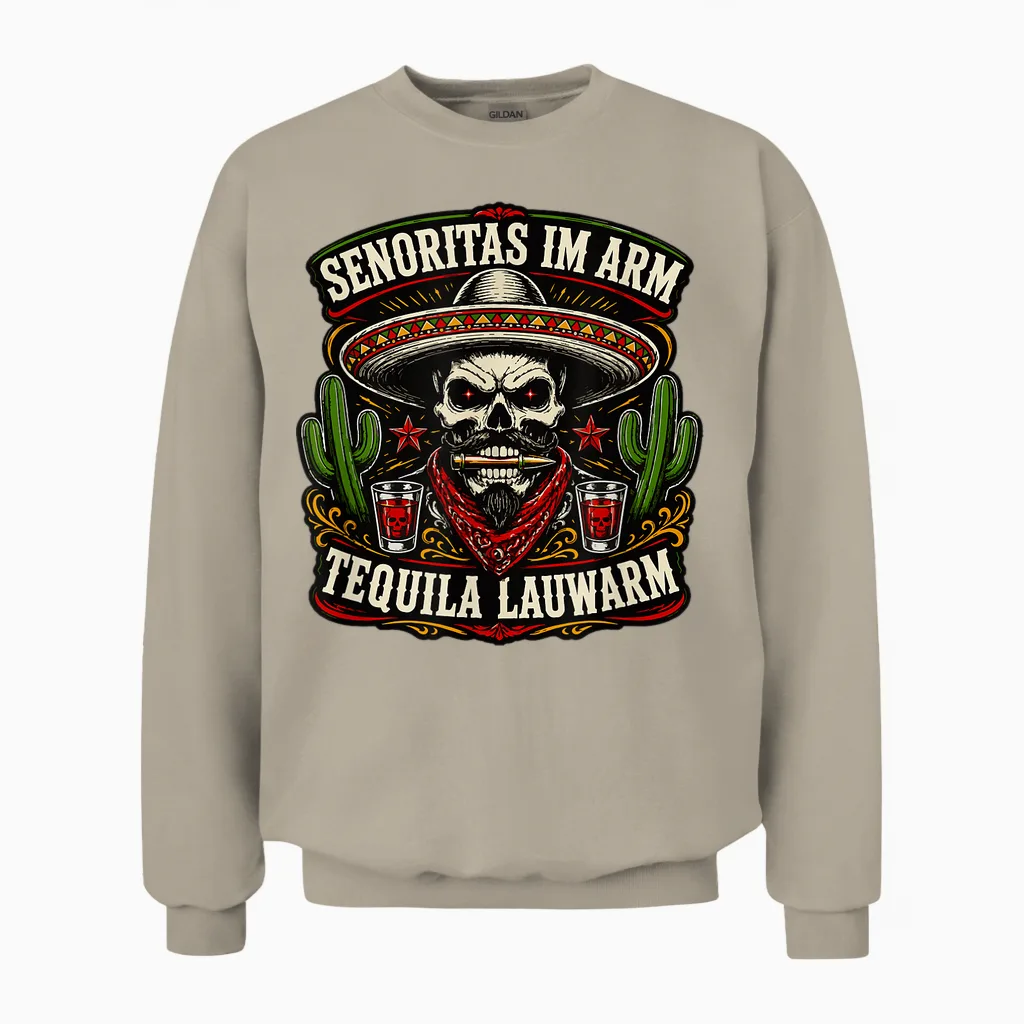Senoritas Im Arm Tequila Lauwarm - Böhser Onkel - La Familia Unisex Sweatshirt in Sand