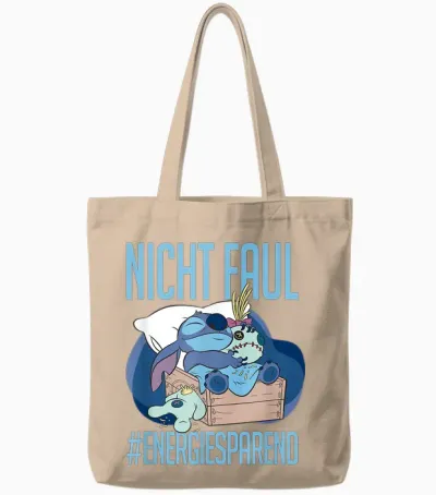 Disney Lilo & Stitch Nicht Faul #energy-Saving Tote Bags - Natural