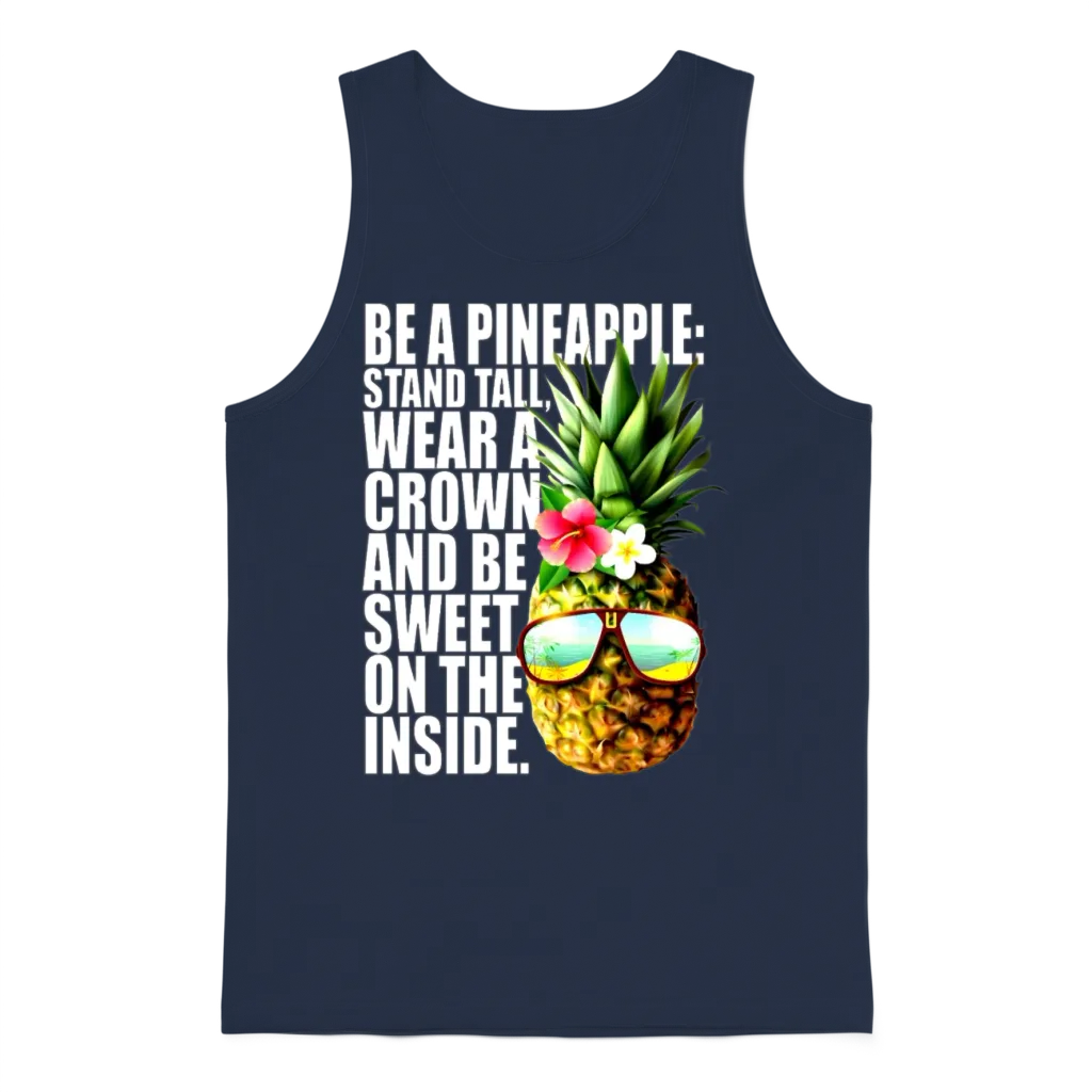 Be a Pineapple Stand Tall Wear Crown Sweet Hawaii Unisex Tank Top - Navy
