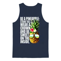 Be a Pineapple Stand Tall Wear Crown Sweet Hawaii Unisex Tank Top - Navy – 1