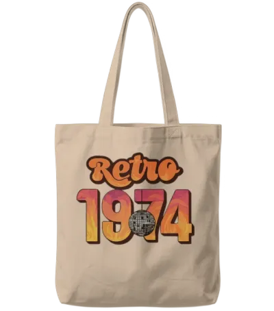 Retro 1974 Disco Fever Party Design Tote Bags - Natural
