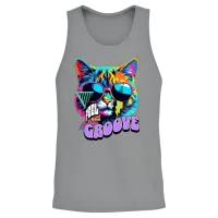 'feel the Groove' Retro Cat Gd Unisex Tank Top - Sport Grey – 2