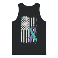 Suicide Prevention Awareness Ribbon - Usa American Unisex Tank Top - Black – 1
