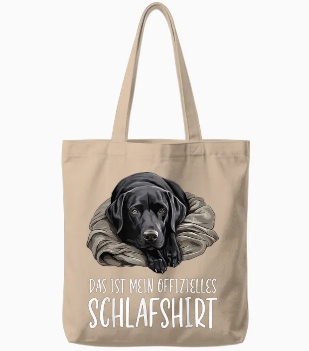 Cute Dog Official Sleep Shirt Labrador Retriever T-Shirt, Black Tote Bags in Natural