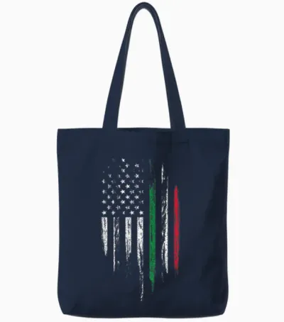 Italian American Flag Combo Italy Usa Italia Patriotic Gift Tote Bags - Navy