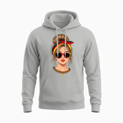 Messy Bun Deutsche Mädchen Deutschland Flagge Sonnenbrille Sommer Unisex Hoodie - Ash