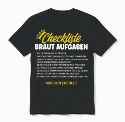 Checklist Bride Tasks Unisex T-Shirt - Black