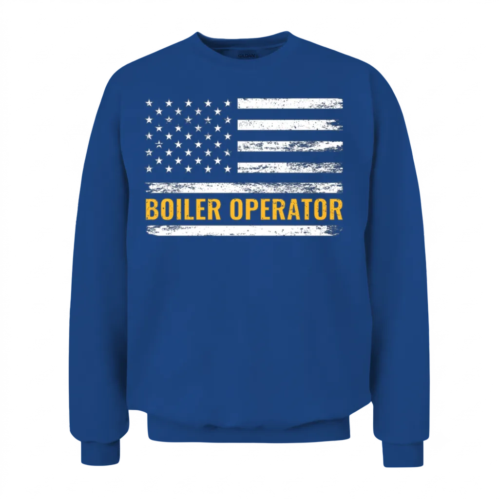 Boiler Operator American Flag Work Pride Unisex Sweatshirt - Royal