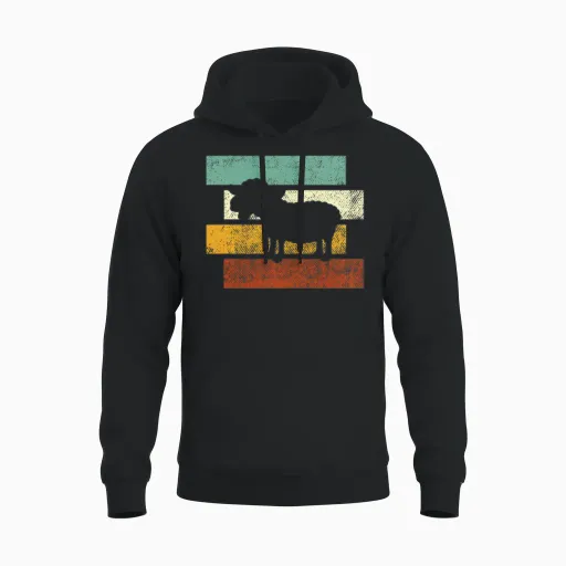 Sheep Retro Unisex Hoodie in Black