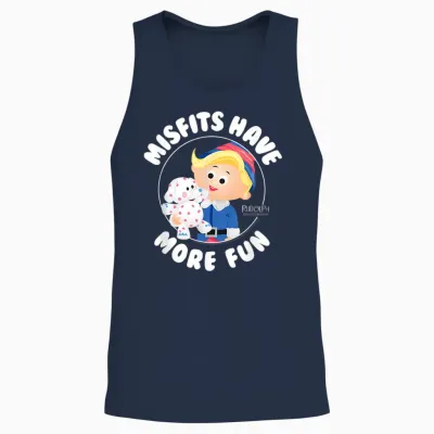 Rudolph Misfits Have More Fun Hermey Retro Christmas Unisex Tank Top - Navy