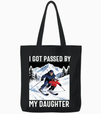 Got Passed by My Daughter Funny Ski Husband Dad Manche Longue Tote Bags - Black