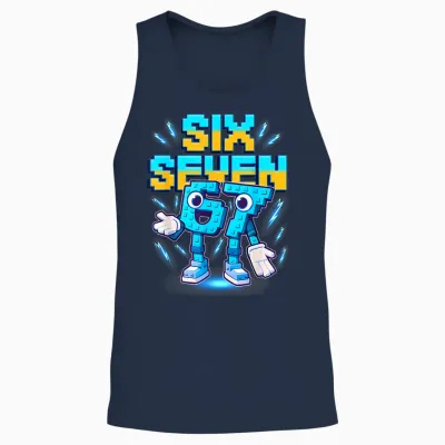 67 Six Seven 6-7 - Funny Italian Brainrot Kids Gaming Meme Unisex Tank Top - Navy