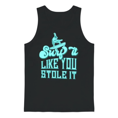 Surfer Retro Surfing Unisex Tank Top - Black