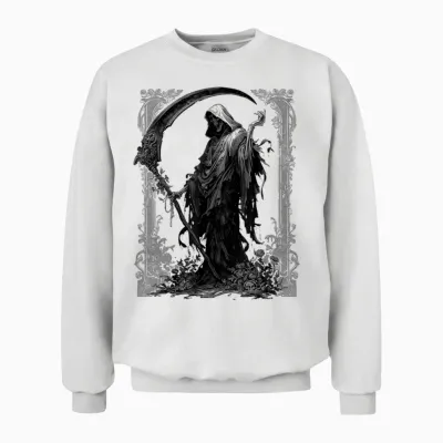 Grim Reaper Pastel Goth Occult Horror Gothic Aesthetic Unisex Sweatshirt - White