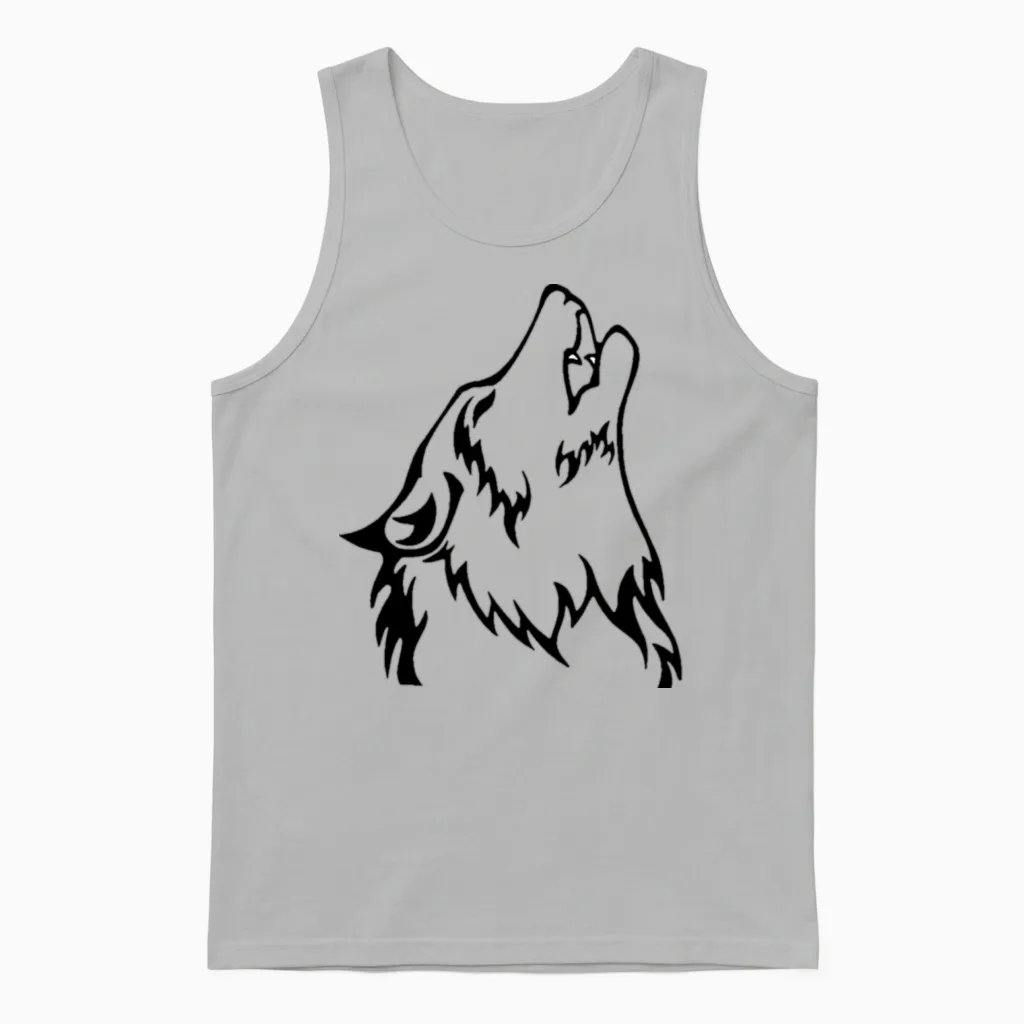 Wolf (back) - Wildlife Unisex Tank Top in Ash