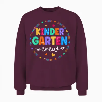 Kindergarten Crew Back to School Kindergarten Teacher Unisex Sweatshirt - Maroon