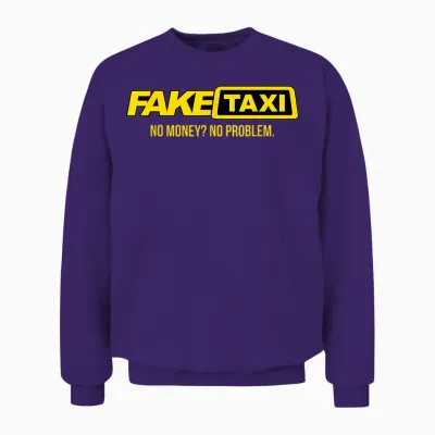 Funny Fake Taxi Driver Clothing - Unisex Adult T-Shirt - Black - S - Short Sleeve Unisex Sweatshirt - Purple
