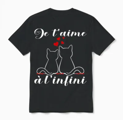 Je T'aime à Infinite | Cat Gift Idea Romantic Lovers Unisex T-Shirt - Black