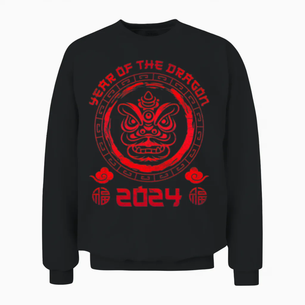 2024 Year of Dragon Chinese New Year Party Unisex Sweatshirt in Black
