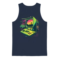 Retro Computer Gaming Unisex Tank Top - Navy – 1