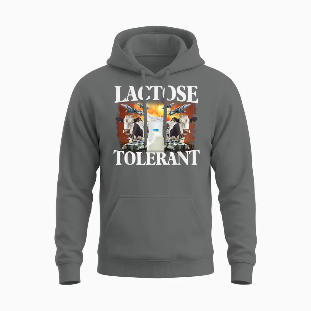 Funny Lactose Retro Pro-Dairy Apparel Unisex-Adults Black Cotton Blend T-Shirt Small Unisex Hoodie in Graphite Heather
